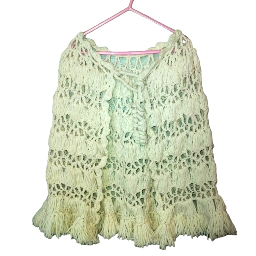 Handmade Crocheted Girl's Shawl Size 3-4